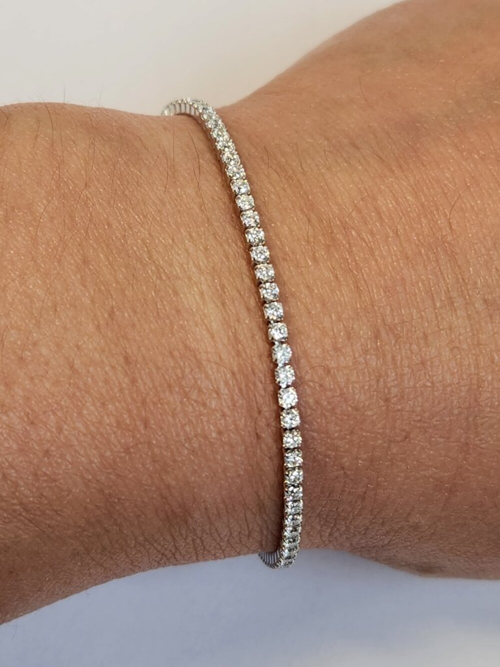 VTG NWOT Swarovski Tennis Bracelet 925 Sterling Silver 7" Adjustable